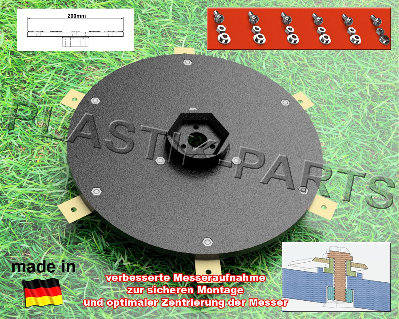 Plastik Parts Mährobotermesser Messerscheibe 6 Klingen Messerteller Gardena Sileno + R100 R130 R160