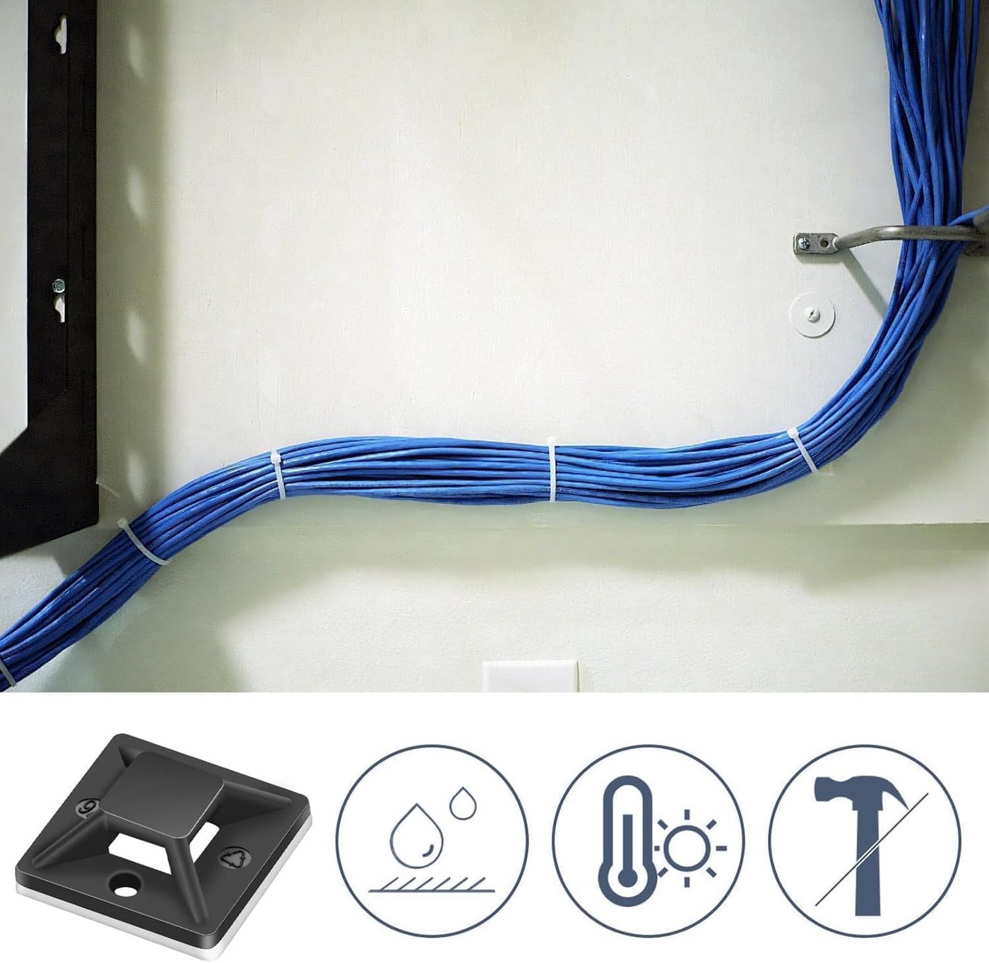 FELIXLEO Kabelbinder Kabelbefestigung Selbstklebend,Kabelclips Halter Montage (100-St)