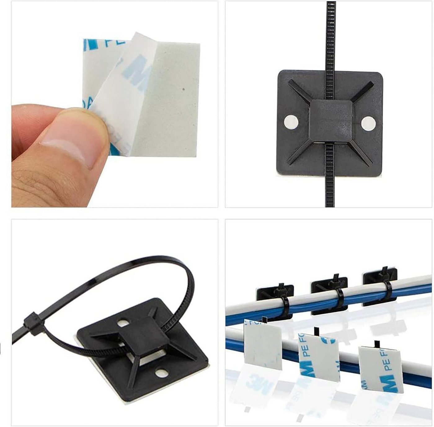 FELIXLEO Kabelbinder Kabelbefestigung Selbstklebend,Kabelclips Halter Montage (100-St) Bild 3