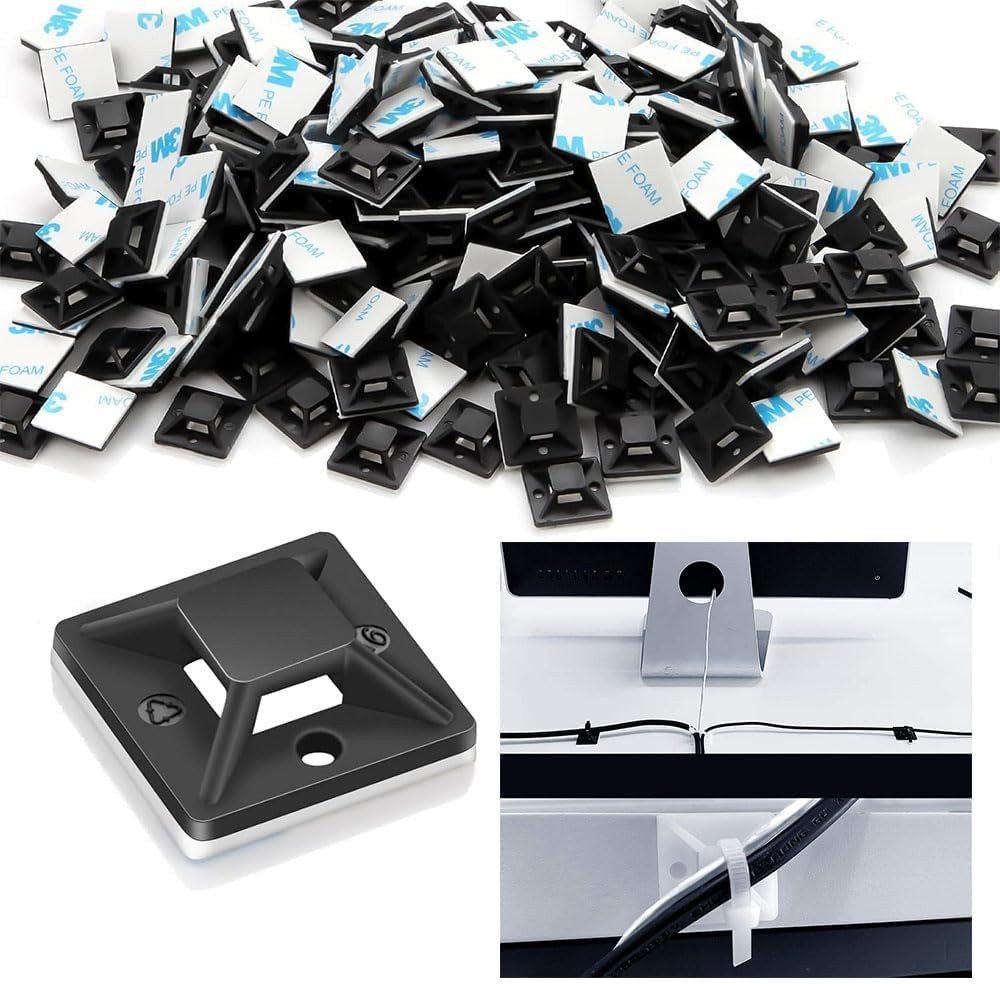 FELIXLEO Kabelbinder Kabelbefestigung Selbstklebend,Kabelclips Halter Montage (100-St) Bild 5
