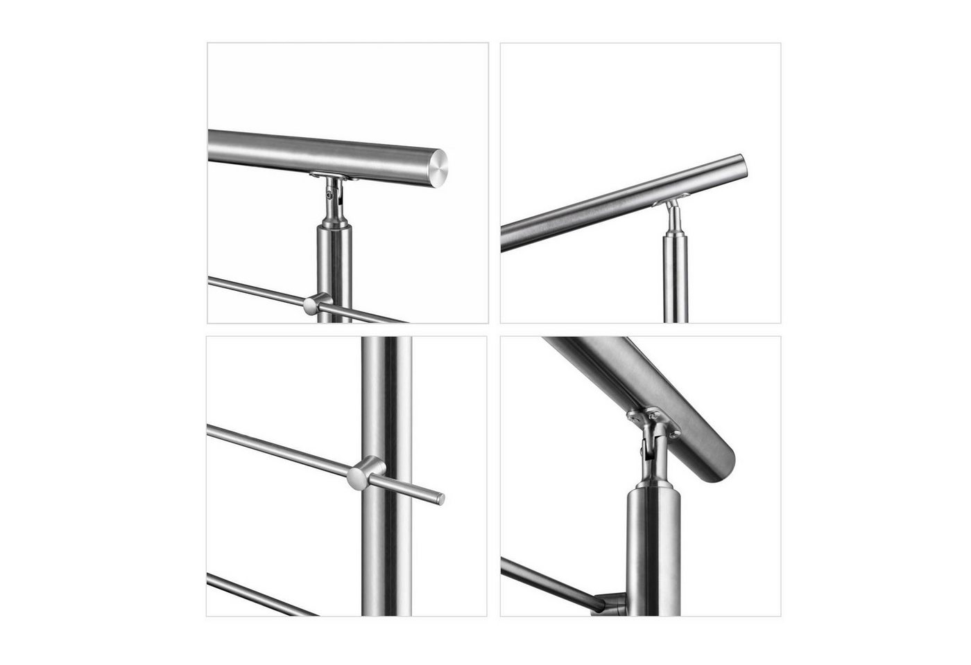 AICA Handlauf Treppengeländer Außen, Handlauf Edelstahl, Geländer Aussen, Innen, 100 cm Gesamtlänge, (Packung, 5 St), Edelstahl 304 Verdickung, Silbrig, Gebürstet, 80-200 cm Bild 3
