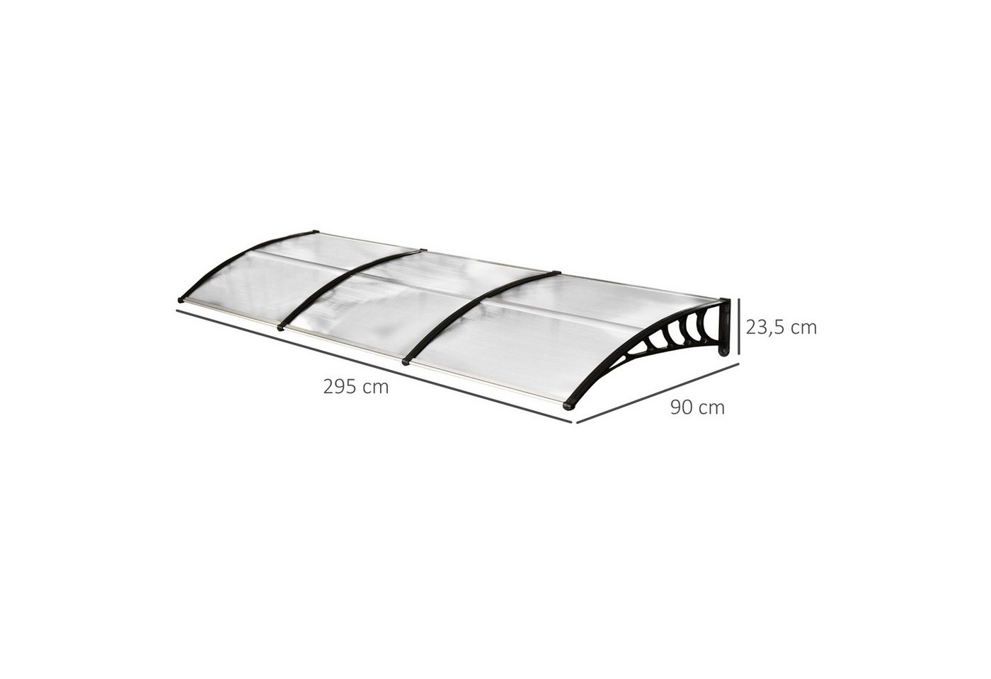 MC Star Vordach für Haustür Überdachung 90 x 295 cm, Pultbogenvordach mit UV-Schutz (Haustürdach Sonnenschutz aus Polycarbonat Regenschutz)