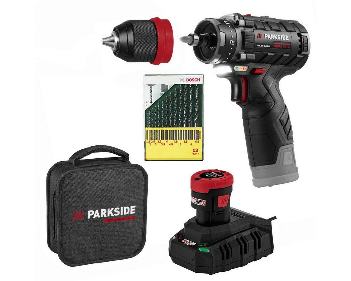 PARKSIDE PERFORMANCE® Akku-Drehschlagschrauber 12V Bohrschrauber PBSPA 12 Akku 2.0 Ah+ Bosch Bohrerset Bild 3