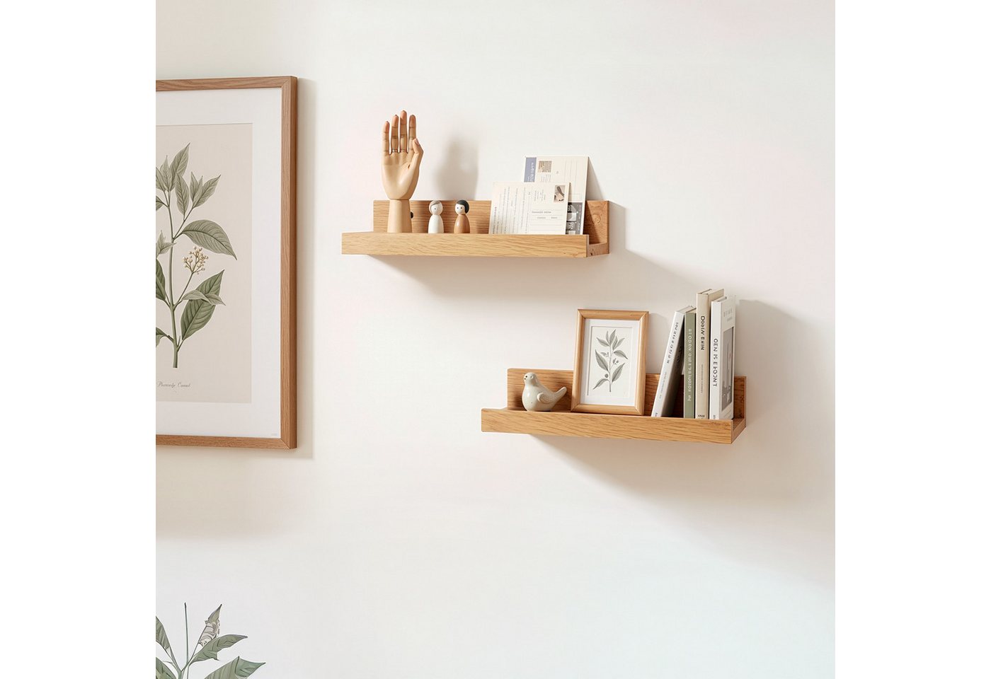 Youyijia Bilderleiste 30 cm Bilderleiste Holz Eiche Massiv, Wandregal Holz schwebend