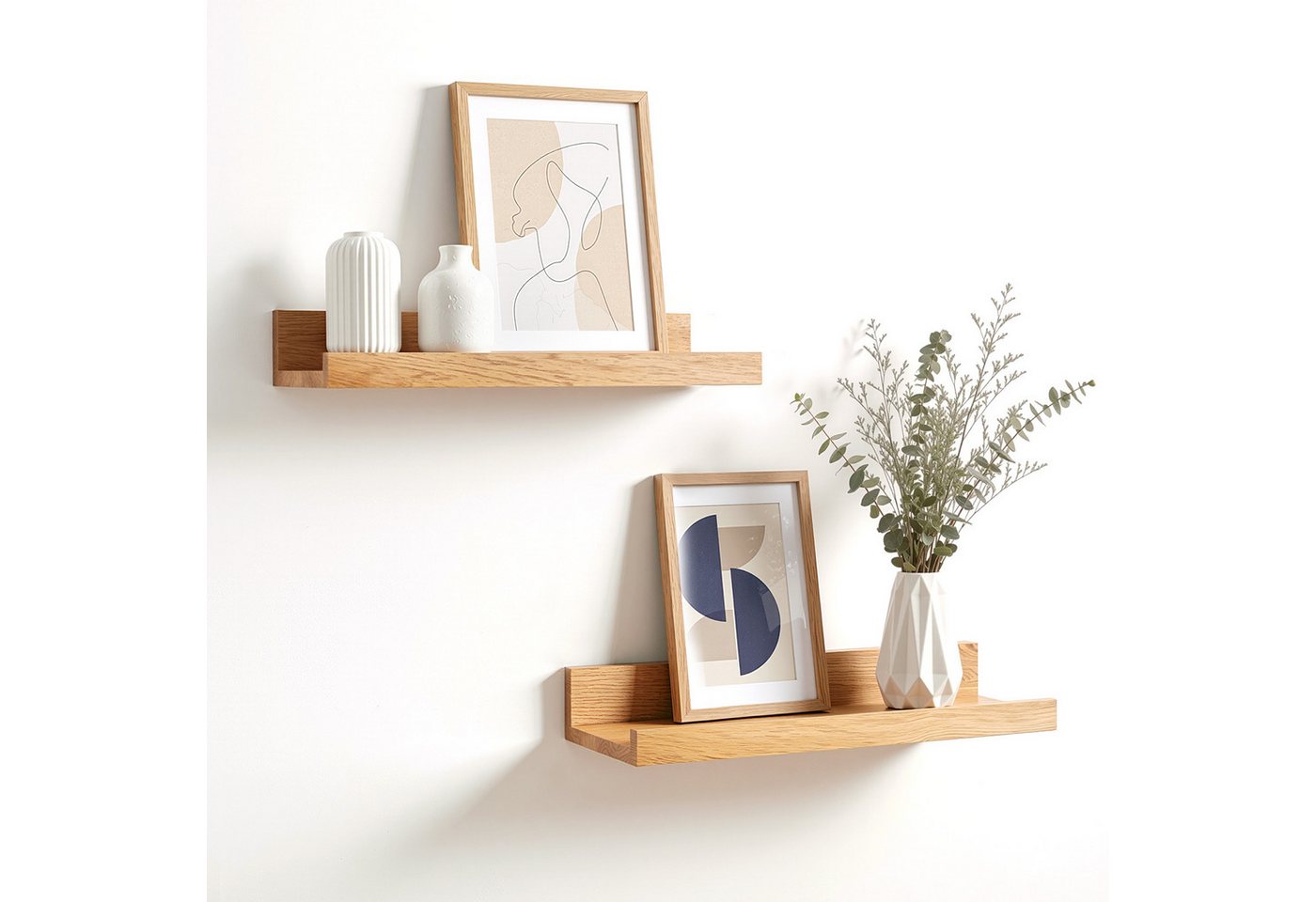 Youyijia Bilderleiste 30 cm Bilderleiste Holz Eiche Massiv, Wandregal Holz schwebend Bild 5
