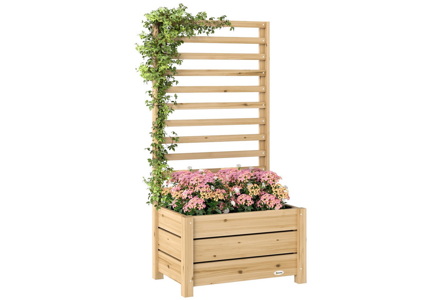 Outsunny Hochbeet Pflanzkübel Blumenkübel Rankkasten für Kletterpflanzen Garten (Pflanzkasten, 1 St., Blumenkasten), 60 x 39 x 120 cm Naturholz Bild 5
