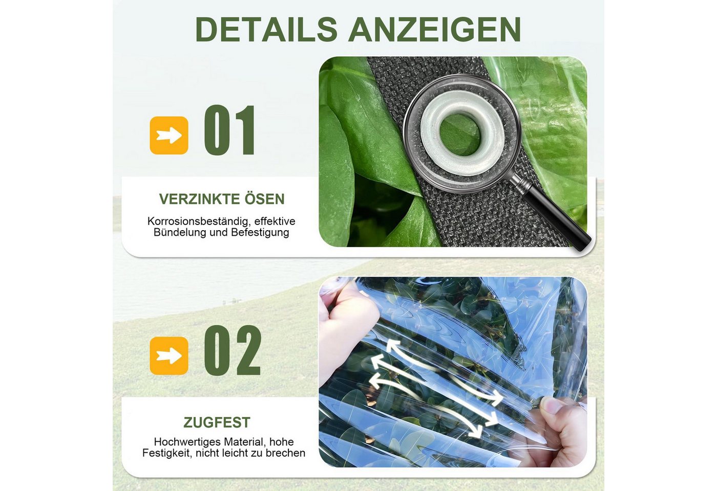 Rosnek Regenschutzplane Abdeckplane transparent wasserdicht mit Ösen, PE, wasserabweisend, Durchsichtige Tarp, verstärkte Ränder, für Gewächshaus & Terrasse Bild 3