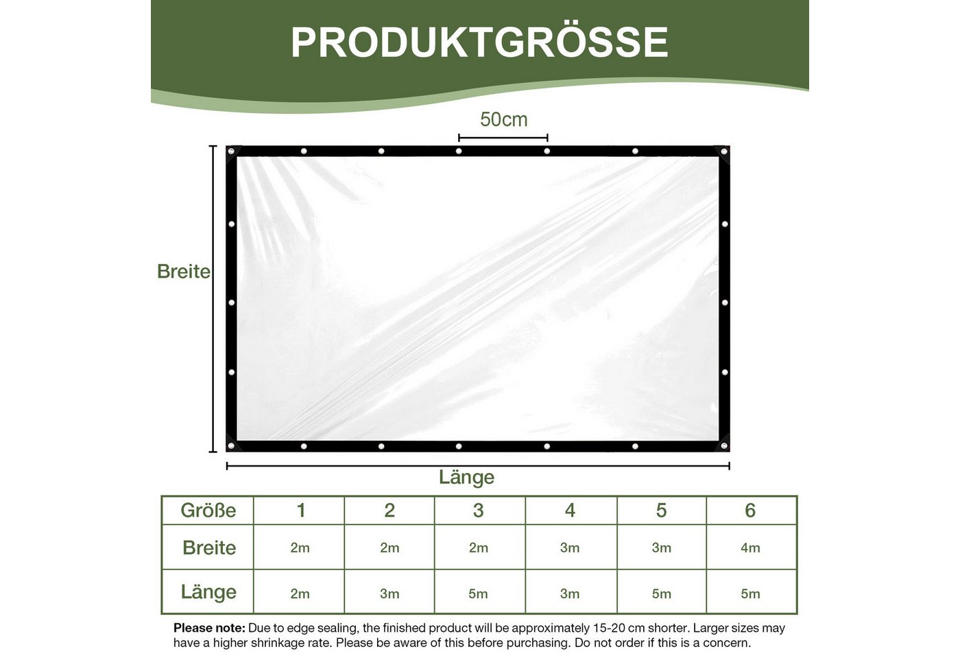 Rosnek Regenschutzplane Abdeckplane transparent wasserdicht mit Ösen, PE, wasserabweisend, Durchsichtige Tarp, verstärkte Ränder, für Gewächshaus & Terrasse Bild 5