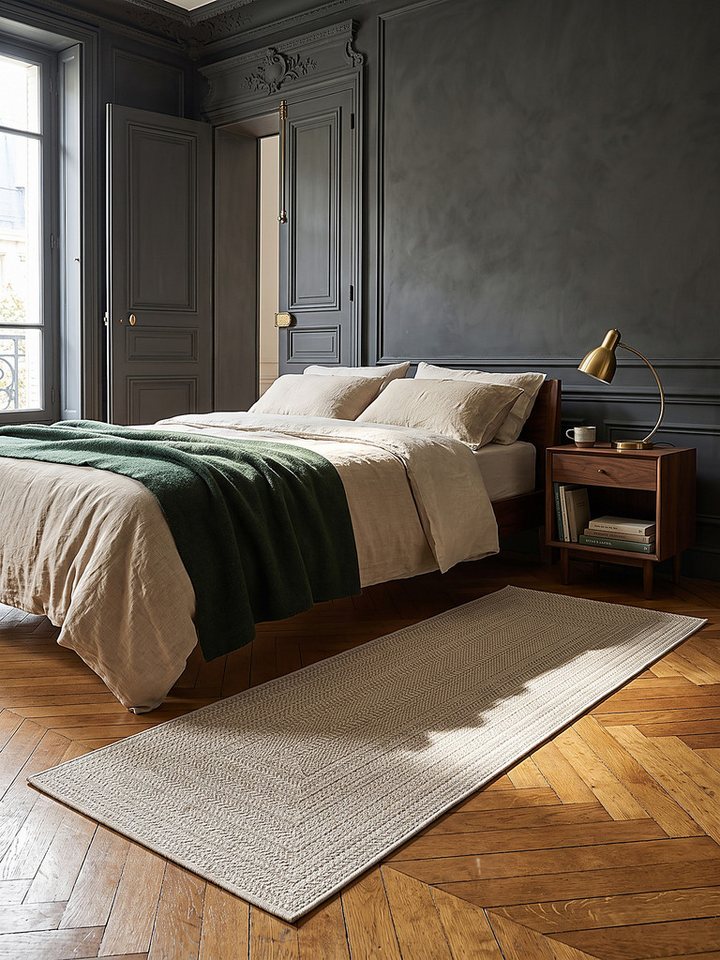 KADIMA DESIGN Teppich CORDEV Teppichläufer Creme 80x150 Bordüre Polypropylen Wohnzimmer, Läufer, Höhe: 4 mm, Saugroboter-geeignet, Strapazierfähig, Pflegeleicht, Farbecht Bild 5