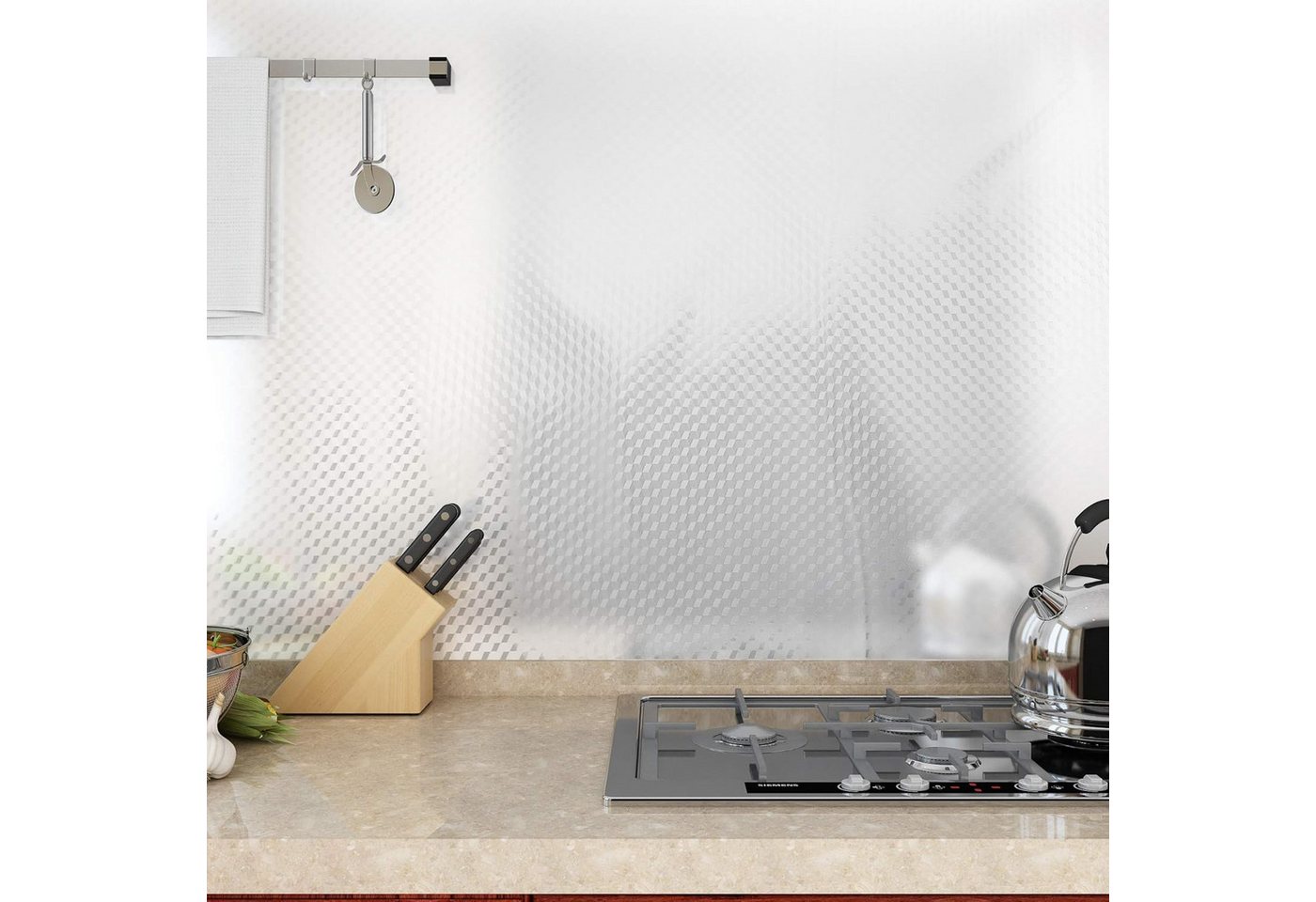 Diwzbyn Küchenrückwand Aluminium Klebefolie Aufkleber Küchen Selbstklebende Küchenfolie, (Hitzebeständig Tapete Öl-Resistent Wasserdicht Anti-Schimmel DIY Folie), Für Möbel, Schrank, Möbel,Tische