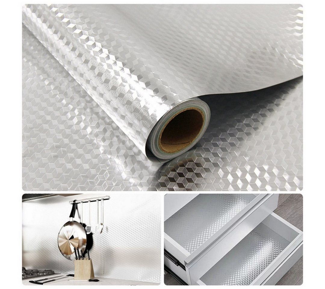 Diwzbyn Küchenrückwand Aluminium Klebefolie Aufkleber Küchen Selbstklebende Küchenfolie, (Hitzebeständig Tapete Öl-Resistent Wasserdicht Anti-Schimmel DIY Folie), Für Möbel, Schrank, Möbel,Tische Bild 5