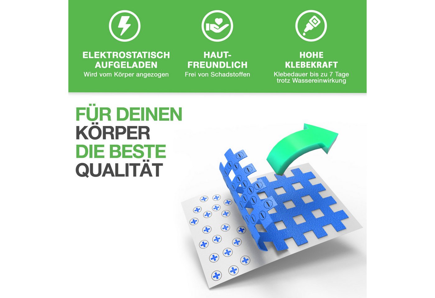 BACKLAxx® Kinesiologie-Tape Gitterpflaster Cross Tape Gittertape Kinesiotape (Typ a, b, c, 120-St) hautfreundlich, starke Haftung - für Alltag & Sport Bild 2