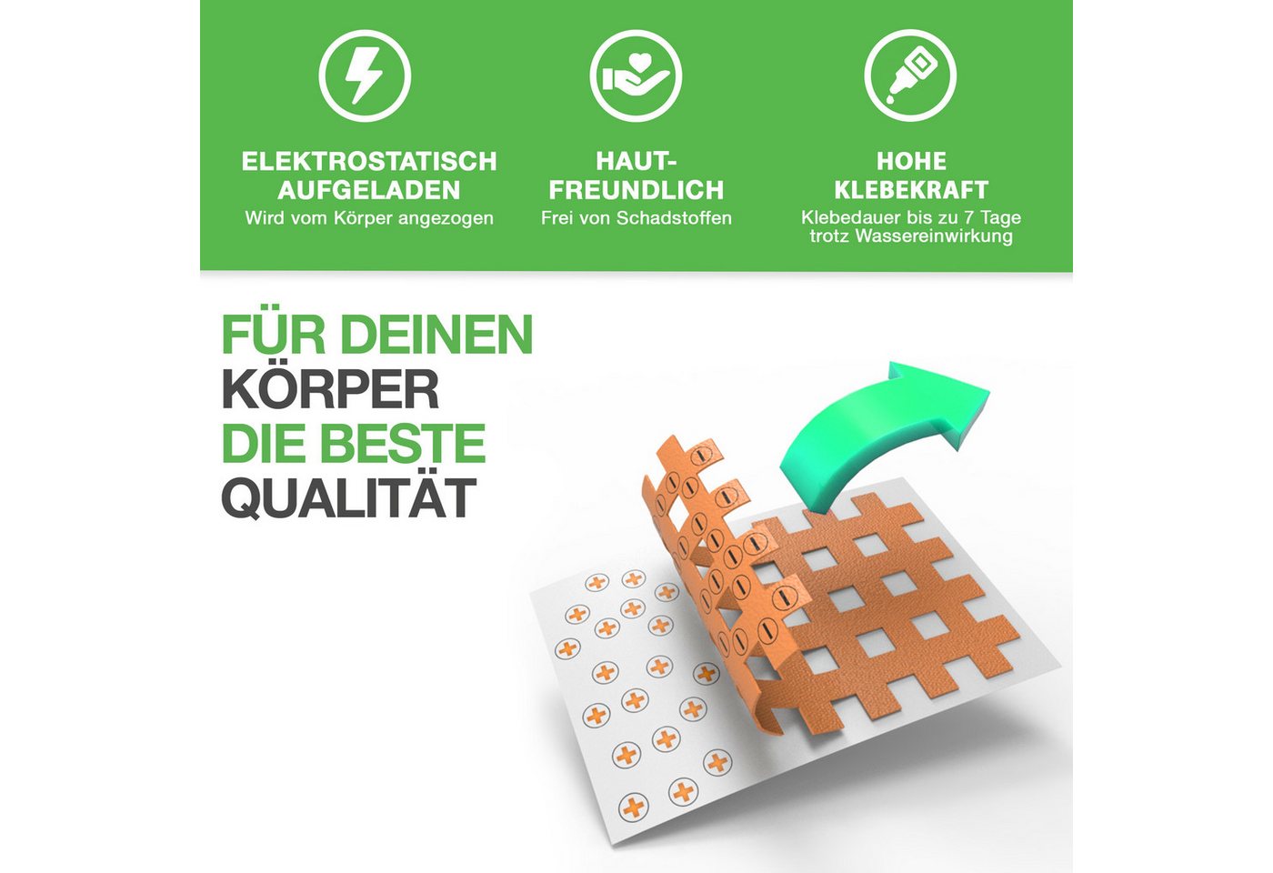 BACKLAxx® Kinesiologie-Tape Gitterpflaster Cross Tape Gittertape Kinesiotape (Typ a, b, c, 140-St) hautfreundlich, starke Haftung - für Alltag & Sport Bild 4