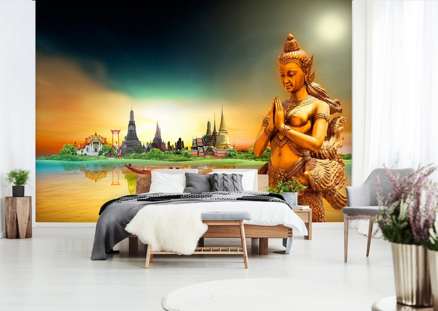 Wallarena Fototapete Gold - Elegant - Vlies - Schlafzimmer, glatt, 152x104cm Bild 5
