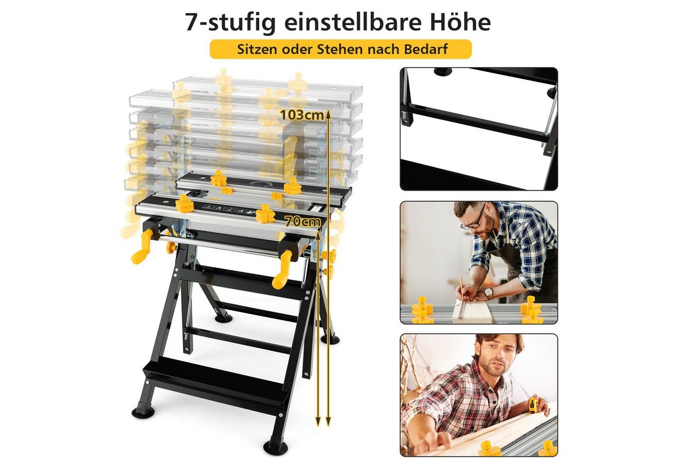 COSTWAY Werkbank Werktisch, 4-Fach neigbar, klappbar, 100 kg belastbar Bild 5