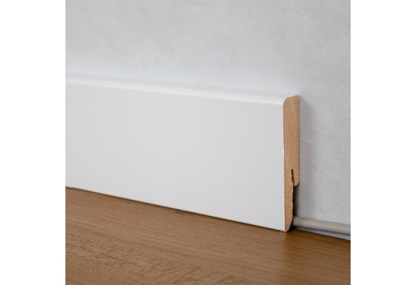 PROVISTON Sockelleiste MDF, 12 x 58 x 2400 mm, Weiß, Fußleiste, MDF foliert Bild 2
