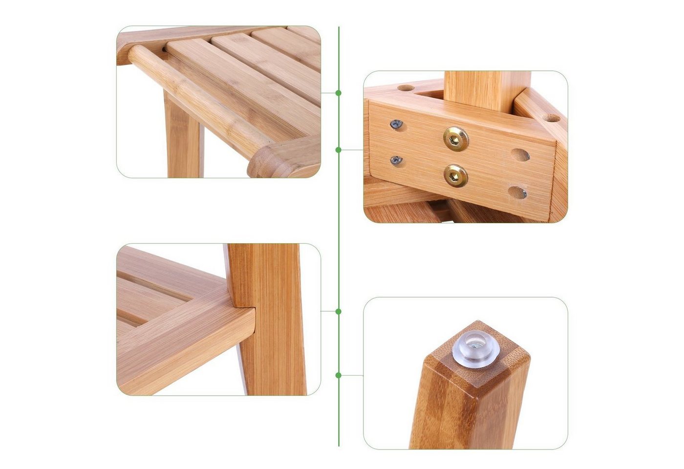 HOMECHO Dusch- und Badhocker, belastbar bis 150,00 kg, Sitzhocker Sitzbank Bambus Bild 4