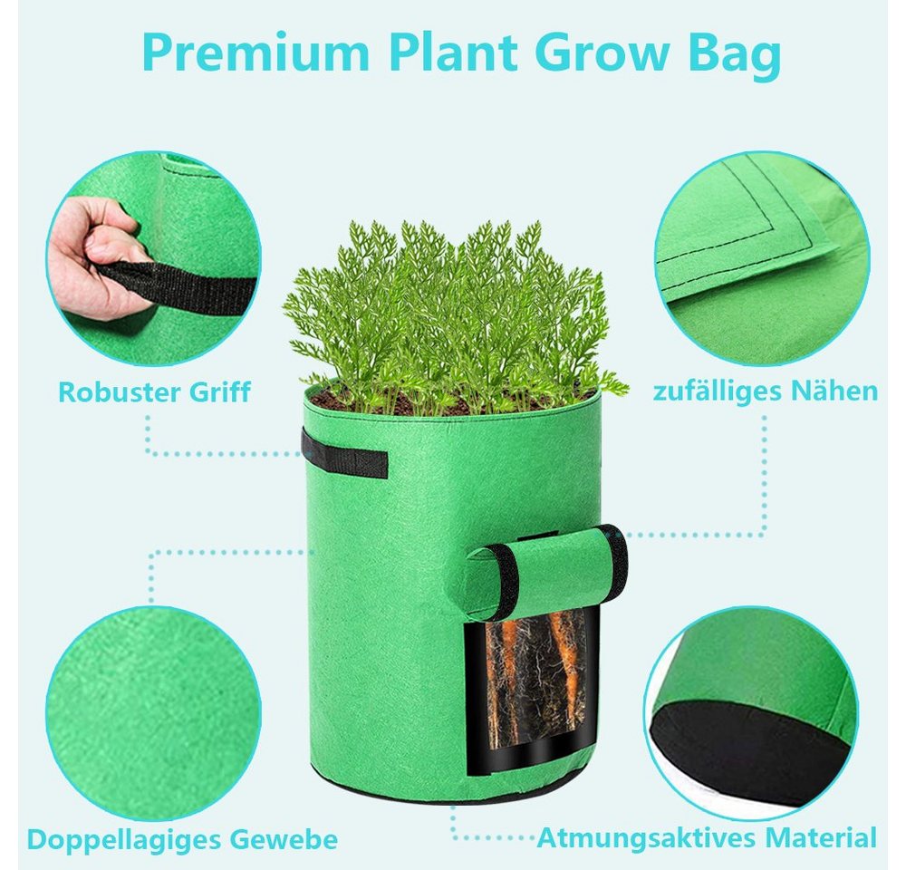 Clanmacy Pflanzkübel 10X 26.5L Pflanzsack Pflanztasche Kartoffel Tomaten Vliesstoff