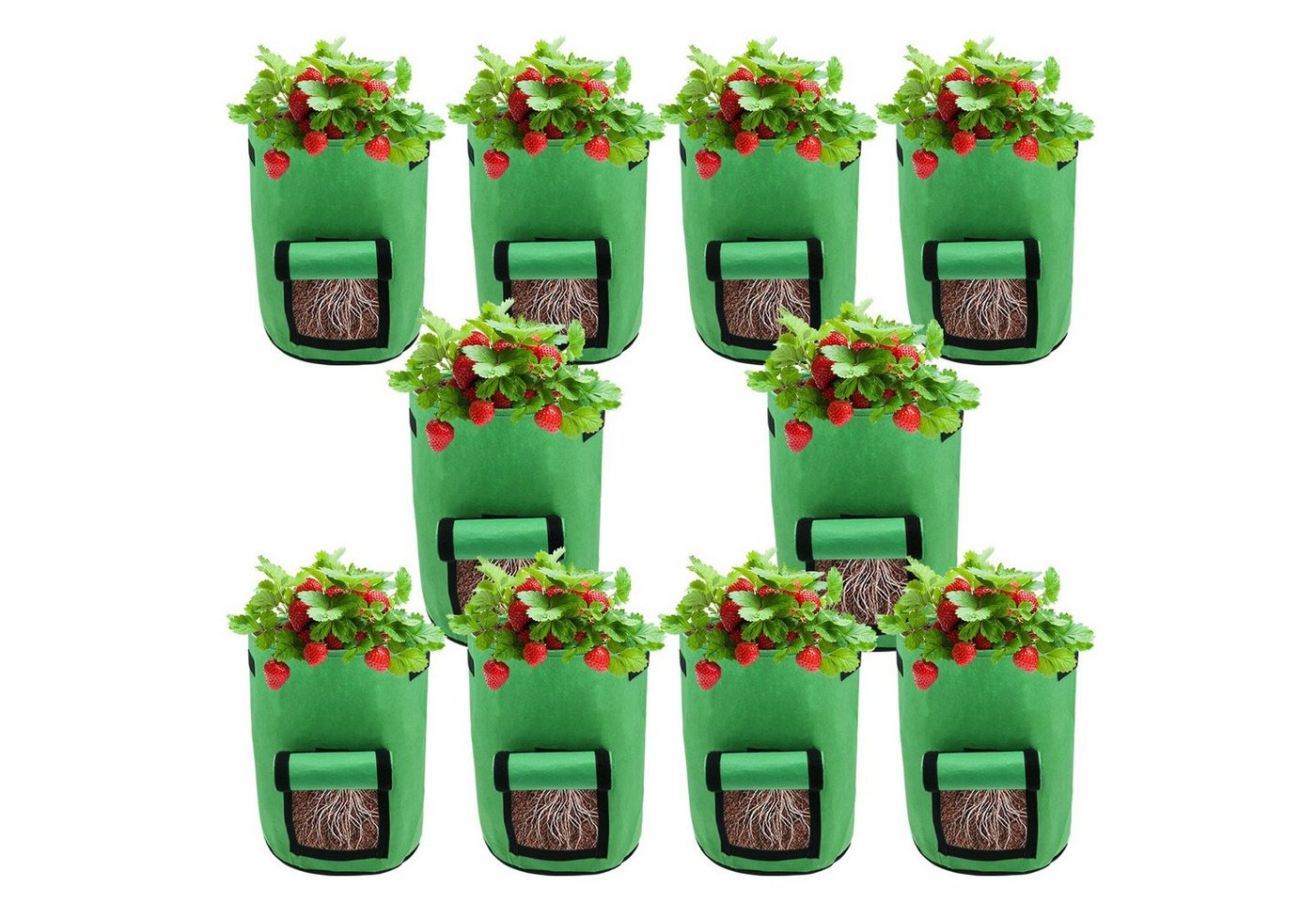 Clanmacy Pflanzkübel 10X 26.5L Pflanzsack Pflanztasche Kartoffel Tomaten Vliesstoff Bild 2