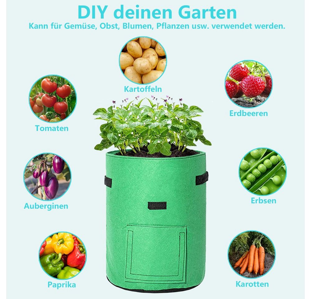 Clanmacy Pflanzkübel 10X 26.5L Pflanzsack Pflanztasche Kartoffel Tomaten Vliesstoff Bild 4