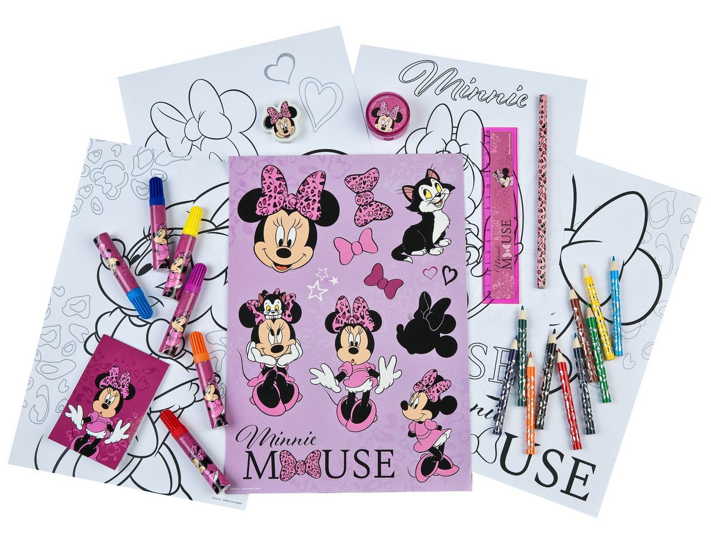 Disney Minnie Mouse Farbkasten Schreibwaren-Set Kreativspaß mit 35 Teilen für für Schule und Freizeit