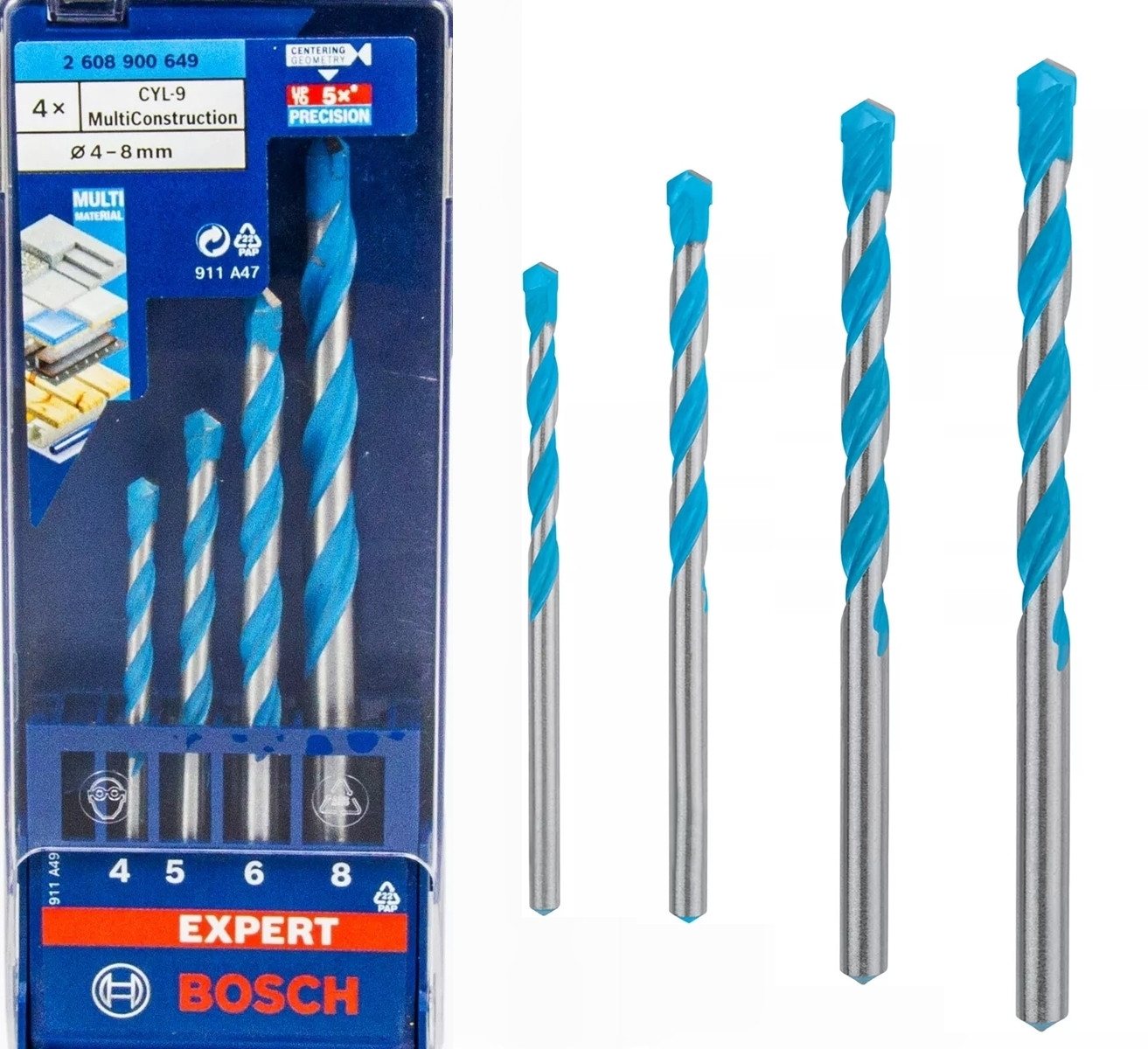 BOSCH Bohrer- und Bitset Bosch CYL-9 Mehrzweckbohrer-Set Ø 4/5/6/8 EXPERT MultiContruction