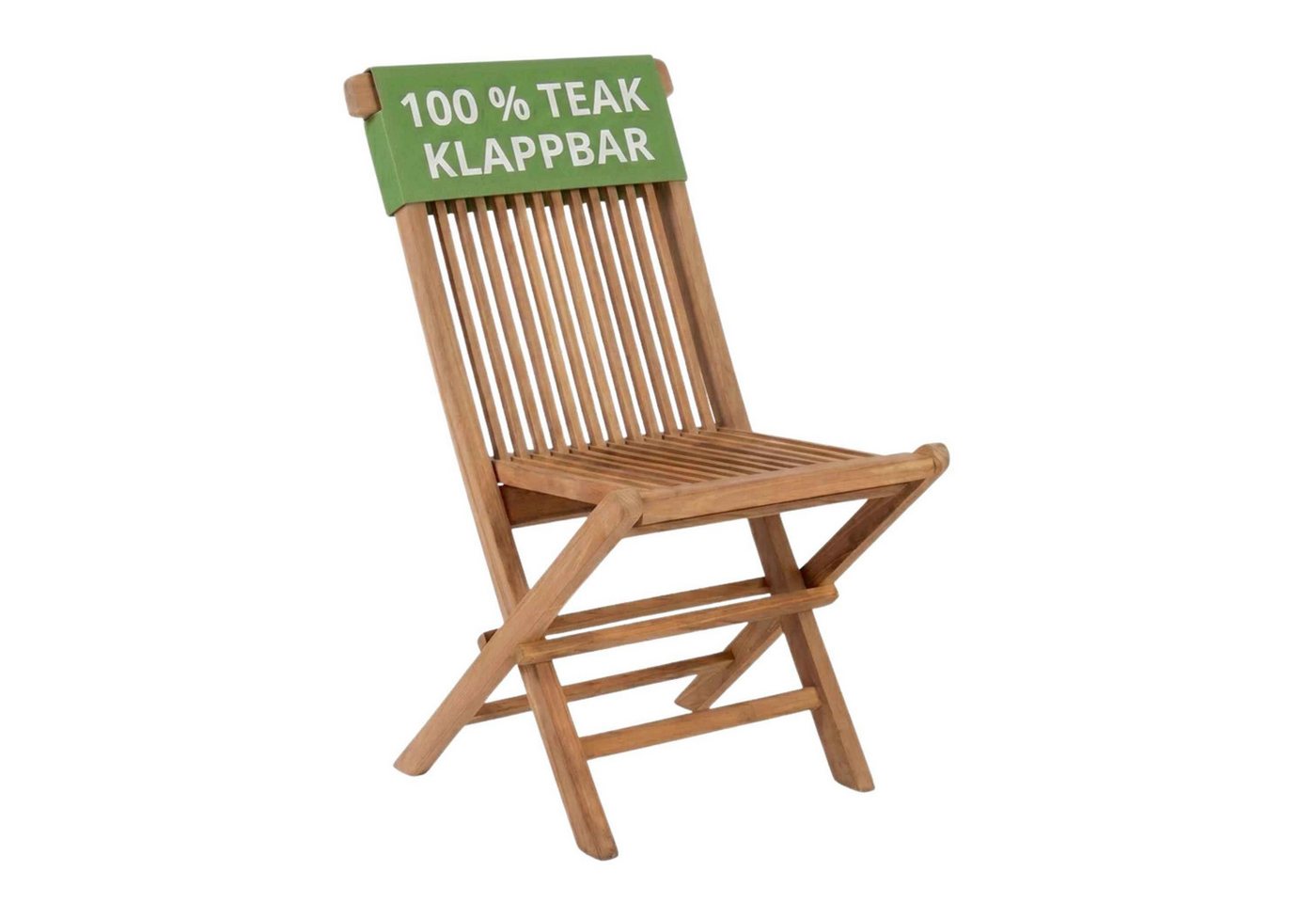 MR.DEKO Gartenstuhl Klappstuhl ohne Armlehne Teak Gartenstuhl Holz klappbar Langton (Klappstuhl, Einzelstuhl (klappbar), 1 St), Klappbar, aus massivem Teakholz, witterungsbeständig