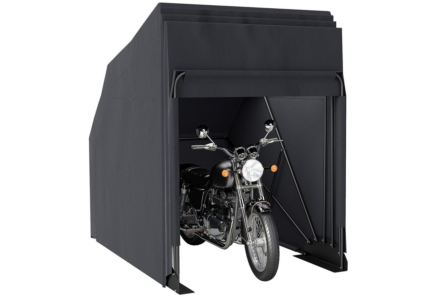 Outsunny Faltgarage mit Fenster, wasserdicht (faltbar Outdoor Motorradabdeckung, 1-St., Motorrad Abdeckplane), für 2 Motorräder Motorroller 345cm x 135cm x 191cm Schwarz