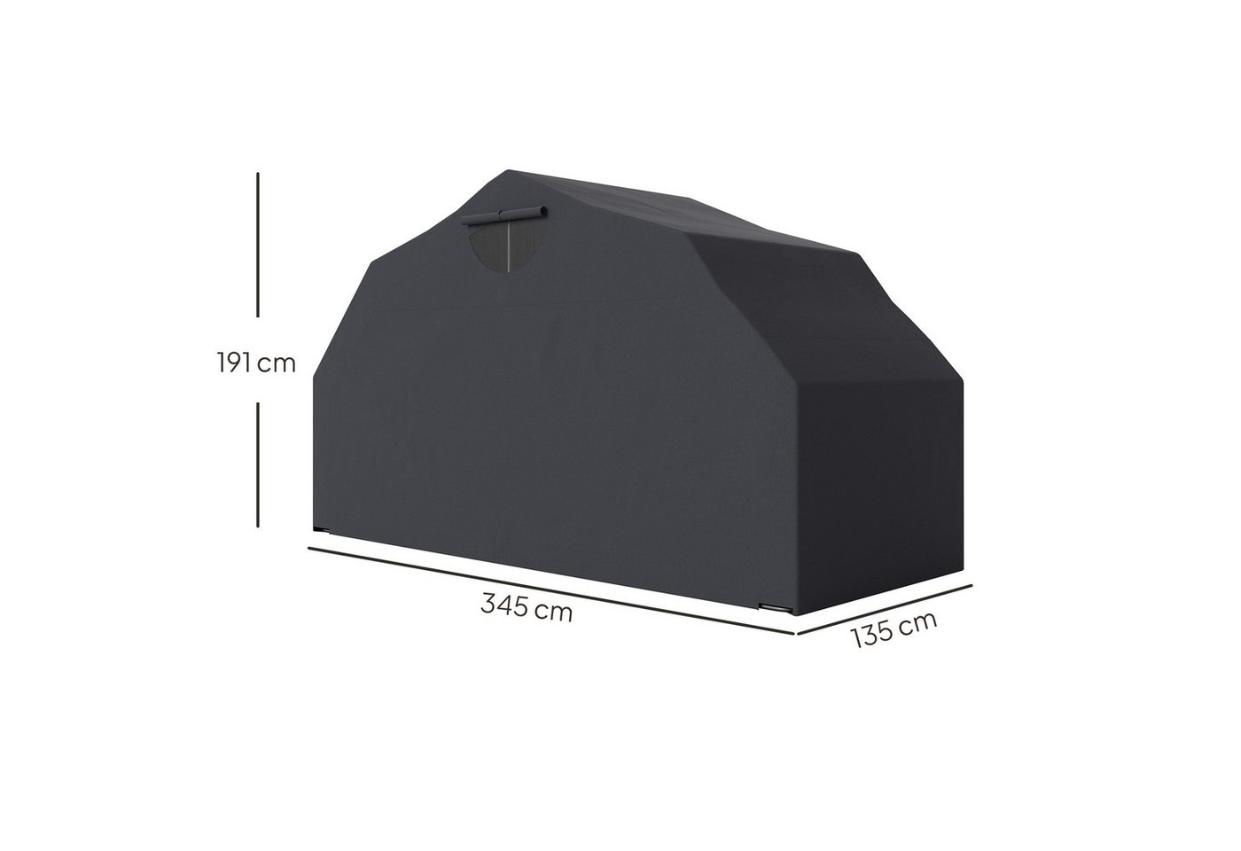 Outsunny Faltgarage mit Fenster, wasserdicht (faltbar Outdoor Motorradabdeckung, 1-St., Motorrad Abdeckplane), für 2 Motorräder Motorroller 345cm x 135cm x 191cm Schwarz Bild 2