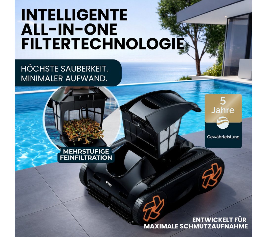 xBot Poolroboter xBot 400, Reinigt Boden, Wand & Wasserlinie, 100 % kabellos Bild 2