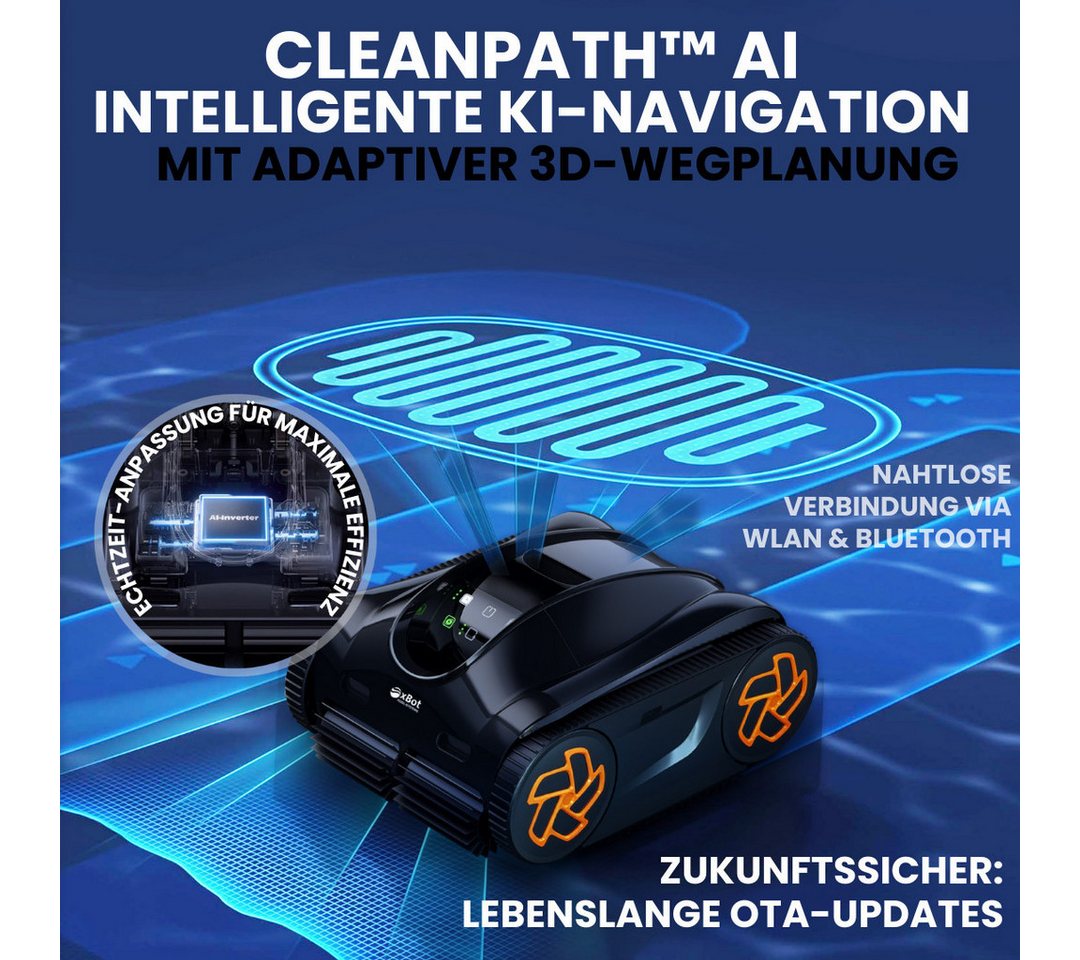 xBot Poolroboter xBot 400, Reinigt Boden, Wand & Wasserlinie, 100 % kabellos Bild 4