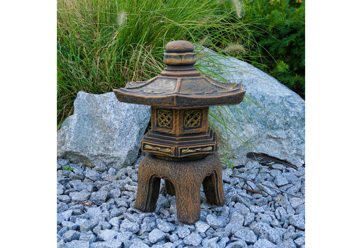 gartendekoparadies.de Gartenfigur Japanische Oki-Gata Steinlaterne, H. 38 cm, 11 kg, Frostsicher
