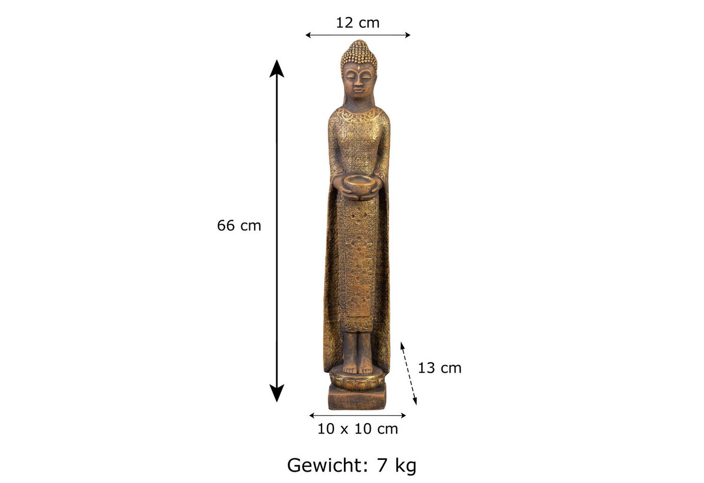 gartendekoparadies.de Gartenfigur Schlanke Buddha Statue, Steinfigur, H. 66 cm, 8 kg, Frostsicher Bild 4