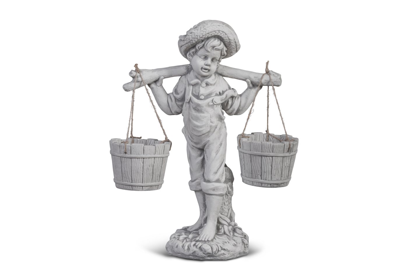 gartendekoparadies.de Gartenfigur Junge mit Blumenampel, Steinfigur H. 60 cm, 20 kg, Frostsicher Bild 4
