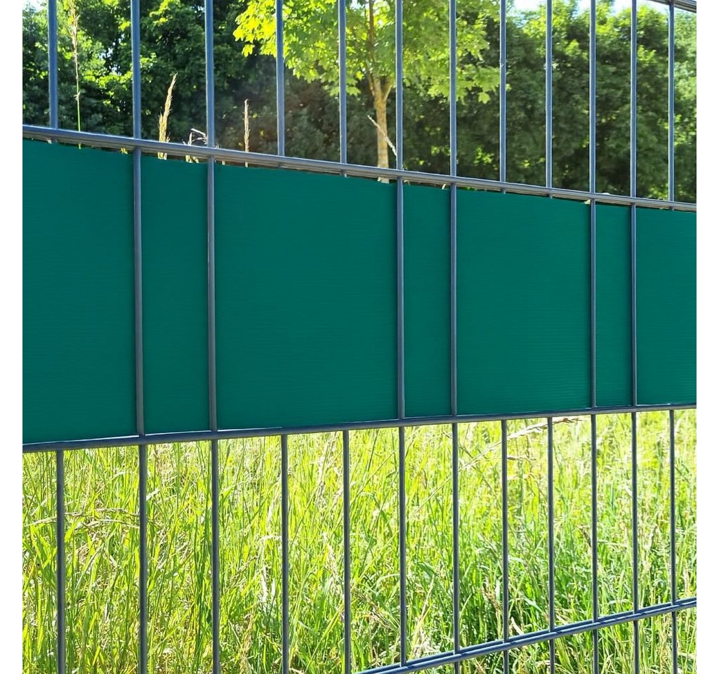 Systafex® Sichtschutzstreifen Sichtschutz Rolle RAL6005 Grün 26m für Doppelstabmattenzaun, UV-beständig, witterungsbeständig, blickdicht
