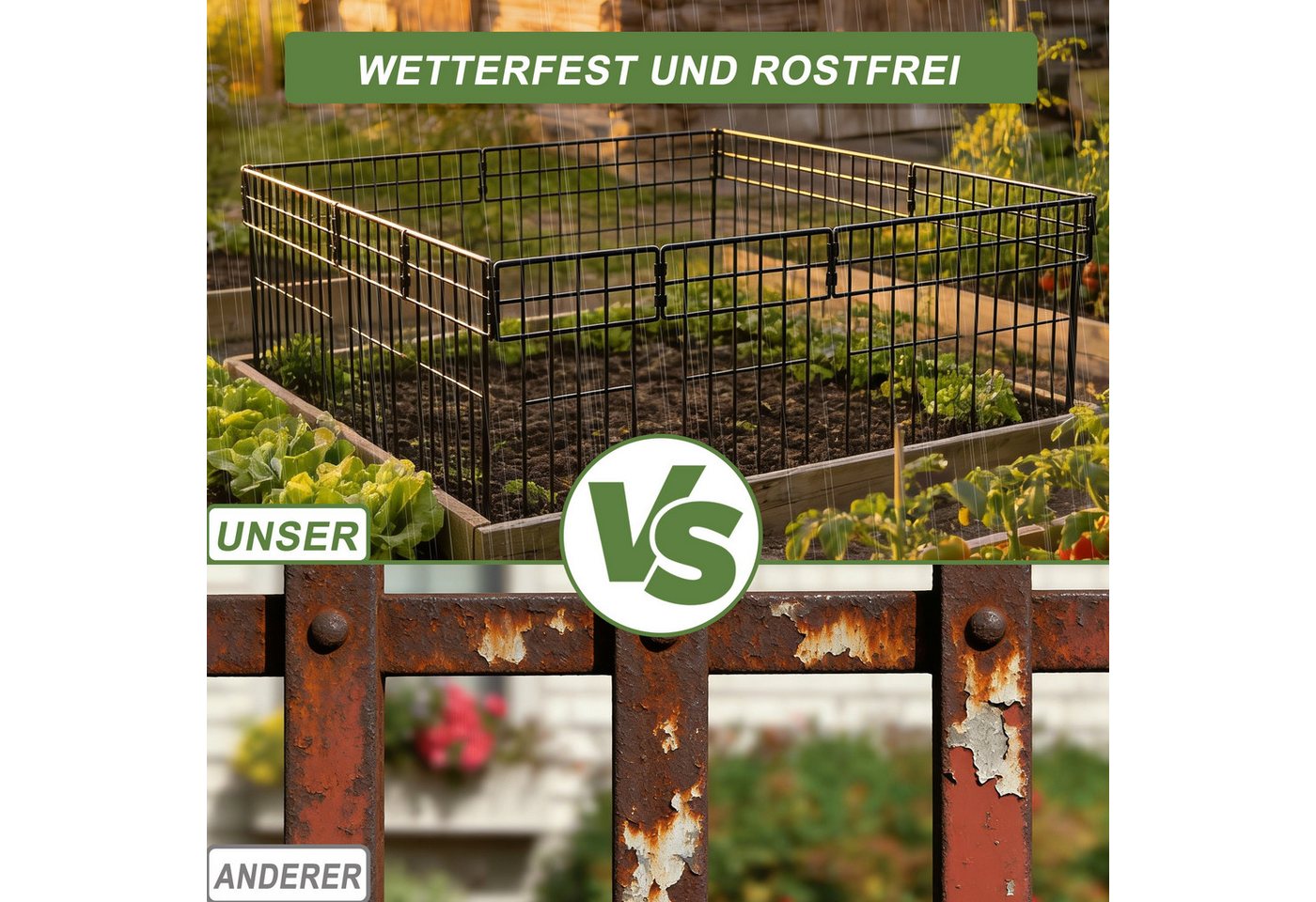 FIVMEN Gartenzaun Tierbarriere Zaun aus Metall Dekorativer Hundezaun Outdoor Tier, (10pcs/25pcs), Barriere für Bäume, Balkon 42 x 32cm (Rechtwinklig) Bild 2