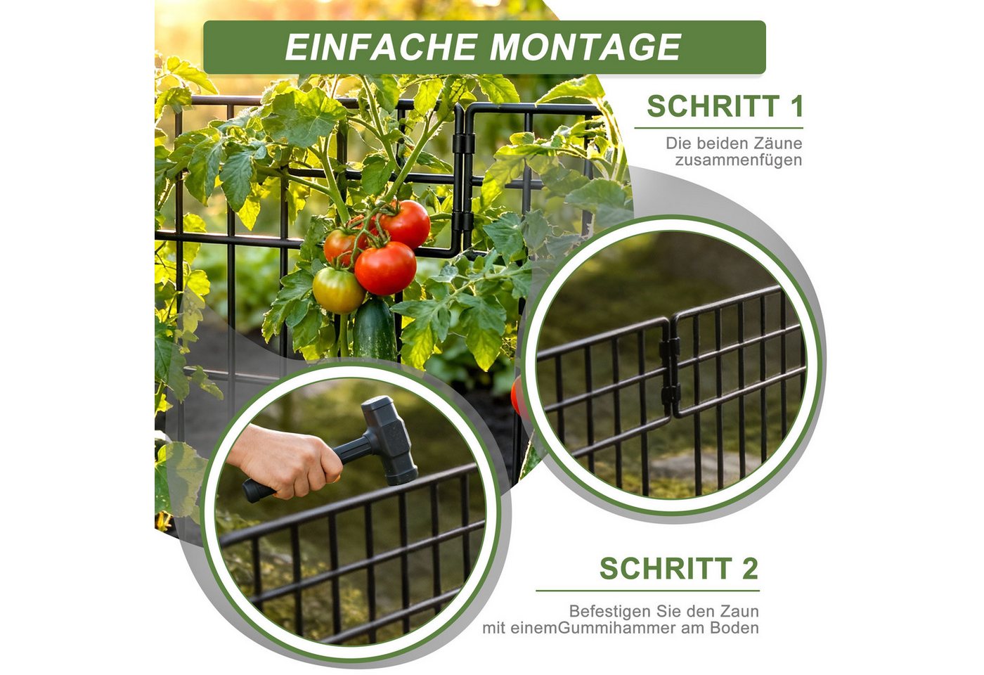 FIVMEN Gartenzaun Tierbarriere Zaun aus Metall Dekorativer Hundezaun Outdoor Tier, (10pcs/25pcs), Barriere für Bäume, Balkon 42 x 32cm (Rechtwinklig) Bild 3
