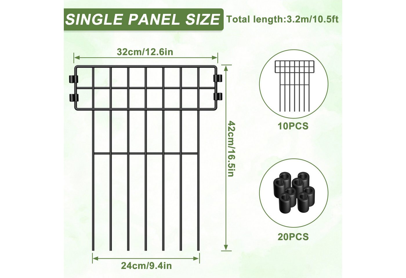 FIVMEN Gartenzaun Tierbarriere Zaun aus Metall Dekorativer Hundezaun Outdoor Tier, (10pcs/25pcs), Barriere für Bäume, Balkon 42 x 32cm (Rechtwinklig) Bild 4