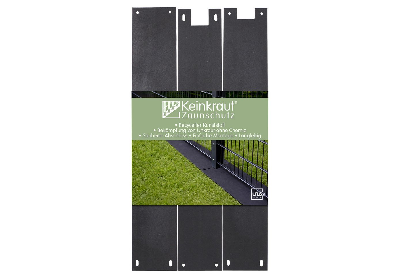 UNUS GARDEN Unkrautvlies Keinkraut® Zaunschutz Unkrautschutz, (9er Set), saubere Mähkante, Schutz vor Unkraut unter dem Gartenzaun Bild 4