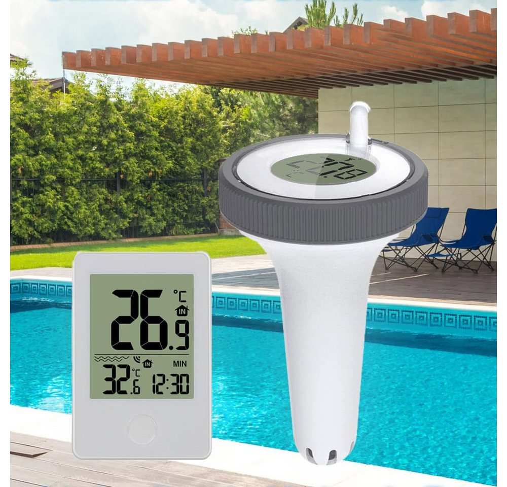 ibettertec Schwimmthermometer Schwimmthermometer Digitales Poolthermometer mit Innenstation, Einzelgerät (1x Inneneinheit, 1x schwimmender Sensor, 1x Anleitung), Pool Thermometer Funk Digitales Schwimmbadthermometer IP67 Bild 4