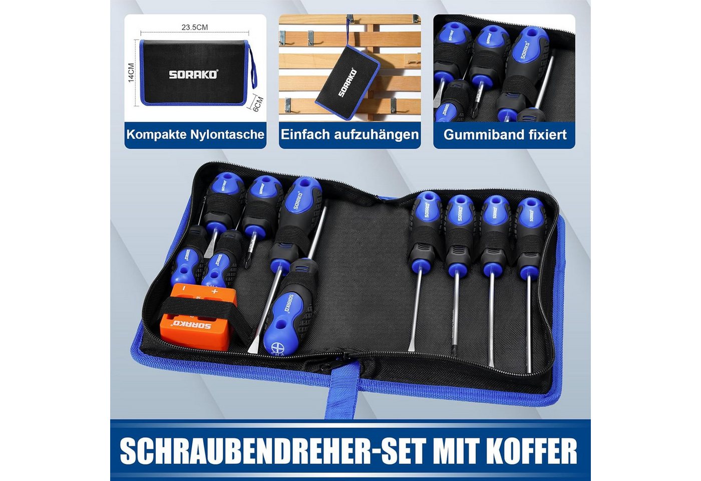 HYCHIKA Bit-Schraubendreher 11-teiliges Magnet-Schraubendreher-Set Kreuz+Schlitz, (11 St) Bild 4