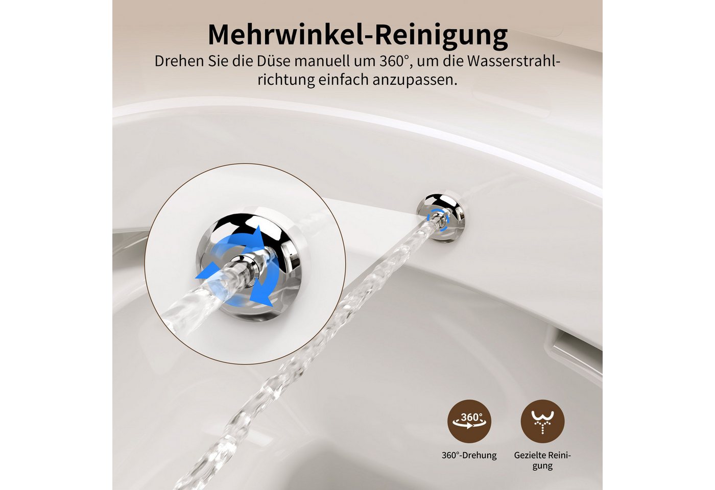 DeerValley Dusch-WC Kalt-Warm Wasser, Hänge WC Spülrandlos mit Bidet-Düse, Wandmontage, Abgang waagerecht, Wassersparend, Geräuscharm, Bidetfunktion ohne Strom, spülrandlos, Soft-Close-Sitz Bild 4