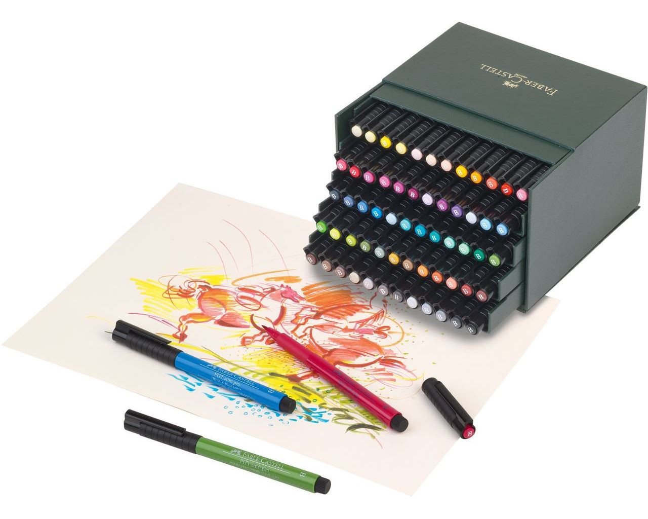 Faber-Castell Zeichentusche Pitt Artist Pen Brush 60er Atelierbox, Pinselstifte Set, pigmentierte Zeichentusche Bild 4