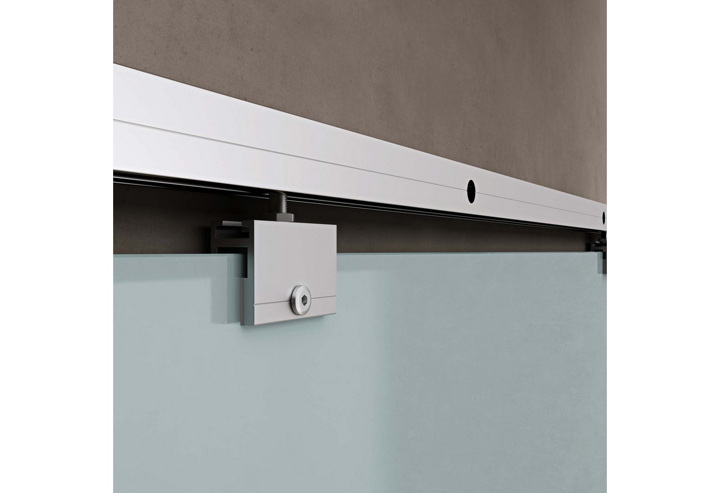 doporro Glasschiebetür Komplett set Soft-Close satiniert 8mm ESG H:215cm Amalfi TS11H/13H Bild 2