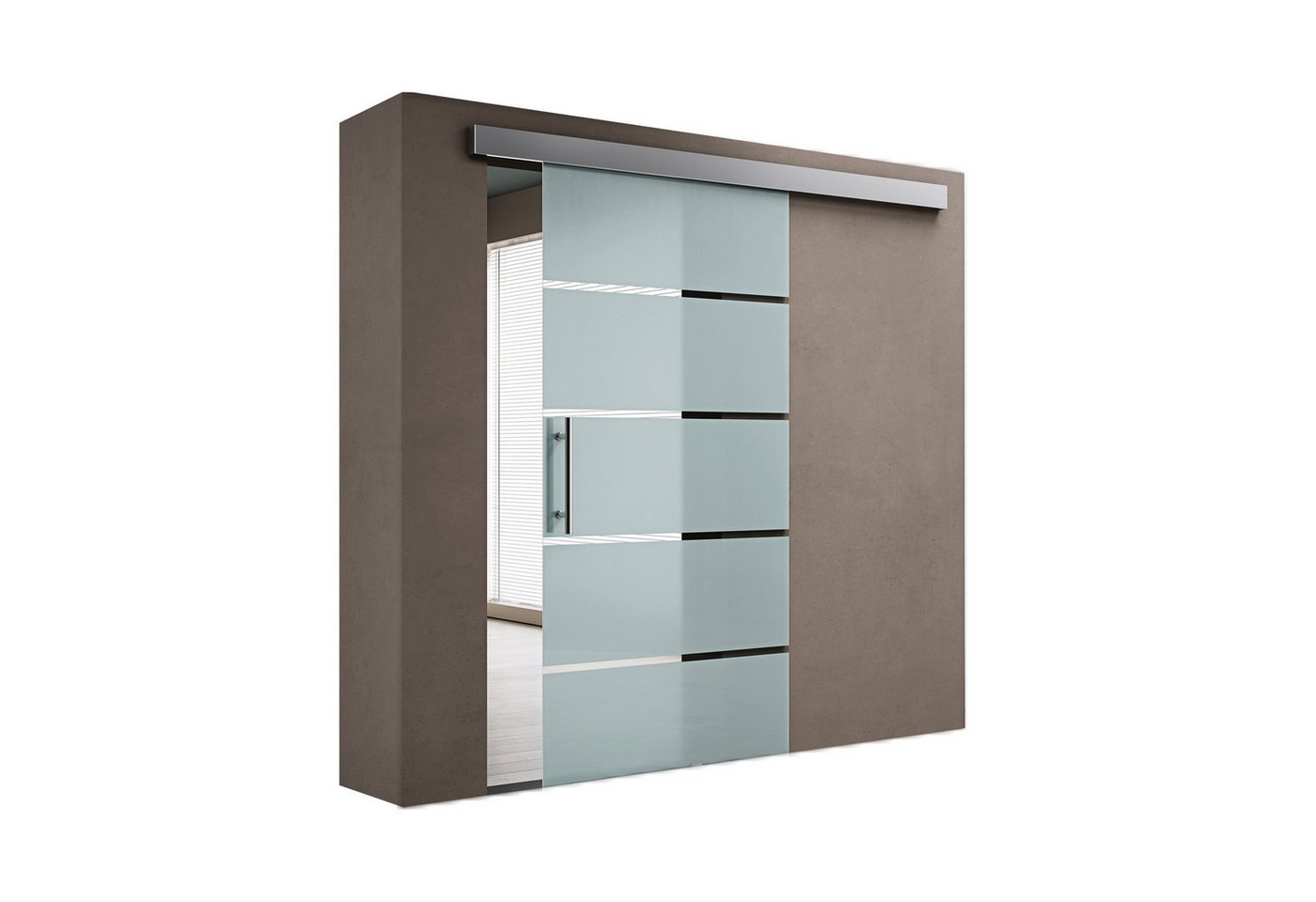 doporro Glasschiebetür Komplett set Soft-Close satiniert 8mm ESG H:215cm Amalfi TS11H/13H Bild 3