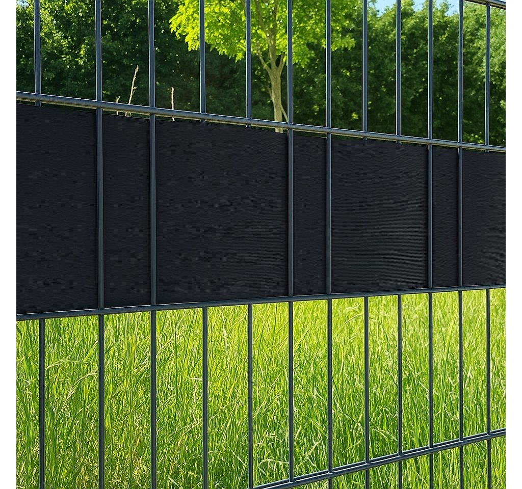 Systafex® Doppelstabmattenzaun Sichtschutz Rolle RAL9005 Schwarz 26m für Doppelstabmattenzaun, Bruchsicher, uv-beständig, witterungsbeständig, kürzbar