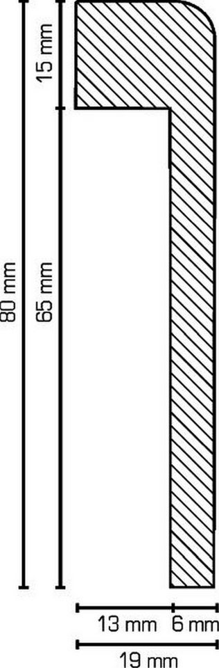 Südbrock Sockelleiste Sockelleiste Abdeckleiste Fliesensockel 19x80 RAL 9016 Lichterfelde, L: 250 cm, H: 8 cm, 1-St. Bild 3