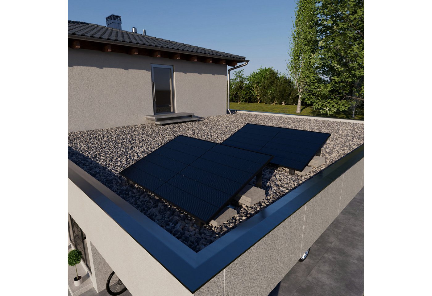 Kleines Kraftwerk Solarmodul-Halterung, (Flachdach/Garten 2 Module, 2-tlg., Einfache & schnelle Installation)