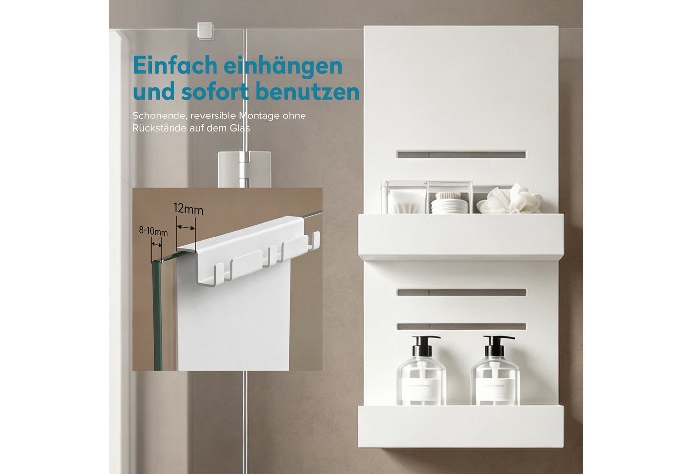 doporro Duschablage Duschregal Duschkorb 2 Ebenen höhenverstellbar mit 3 Haken Oryne-01, 2 Ebene