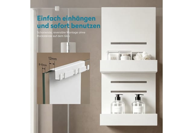 doporro Duschablage Duschregal Duschkorb 2 Ebenen höhenverstellbar mit 3 Haken Oryne-01, 2 Ebene